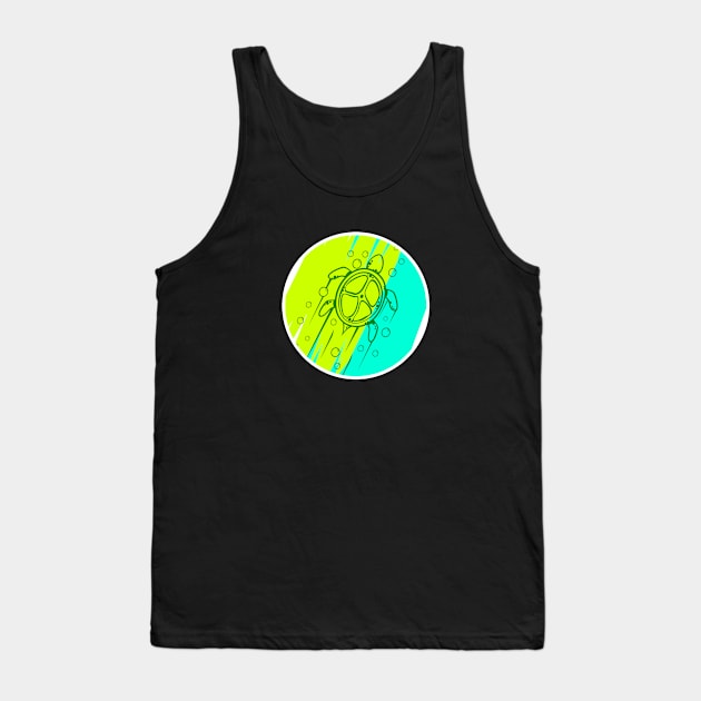 Swimming Turtle (Blue Green) Tank Top by sketchtodigital